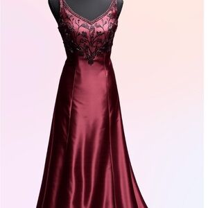 Elegant Burgundy Evening Gown